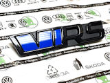 Enyaq - Original Skoda FRONT emblem RS from the limited RS230 edition - BLACK (F9R)- GLOW BLUE