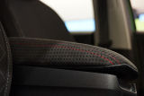 Fabia III - genuine black perforated ALCANTARA armrest cover - RED weave