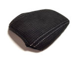 Rapid - genuine black perforated ALCANTARA armrest cover - WHITE weave