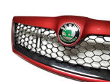 for Octavia II facelift 09-13 - complete grille in HONEYCOMB design+F3W Flamenco Red frame - green l