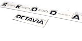 Octavia IV - originalt Skoda MONTE CARLO sort emblem sæt LANG version - SKODA + OCTAVIA
