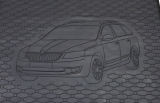 pour Octavia III Combi - tapis de sol en caoutchouc résistant pour le coffre arrière - avec silhouette de voiture
