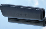 Superb II - exclusive real LEATHER hand brake handle - black leather + white stitching - SUPERB