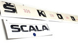 Scala - originalt Skoda MONTE CARLO sort emblem sæt LANG version - SKODA + SCALA