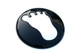 Yeti - rear emblem cover MONSTER FOOTSTEP - Glossy Black V3 WHITE