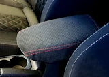 Fabia IV - genuine black perforated ALCANTARA jumbo box cover - RED weave
Click to view details.