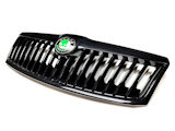 for Octavia II Facelift 09-13 - KOMPLETT grill lakkert i Black Magic F9R - old school grønn logo