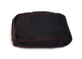 Octavia II - genuine black perforated ALCANTARA armrest cover - RED weave - V2