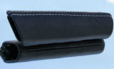 Octavia II 04 -12 - exclusive real LEATHER hand brake handle - black leather + white stitching