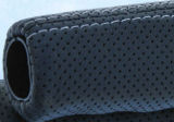 Octavia II 04 -12 - exclusive real LEATHER hand brake handle - perforated leather + white stitching
