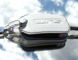 for Octavia II - REAL white leather protective case for your OEM key -with BLACK stitching- RS Facel