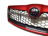 dla Octavia II facelift 09-13 - kompletna kratka w designie HONEYCOMB + ramka F3W Flamenco Red - MONTE C