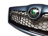 voor Octavia II facelift 09-13 - complete grille in HONEYCOMB design + F5X SATIN GREY frame - groen em