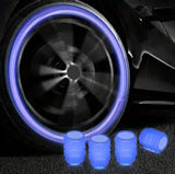 Valve tyre caps - light absorbing during day - lightning in the night - 4pcs set - BLUE