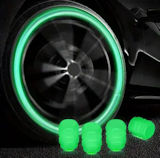 Valve tyre caps - light absorbing during day - lightning in the night - 4pcs set - GREEN