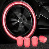Valve tyre caps - light absorbing during day - lightning in the night - 4pcs set - RED